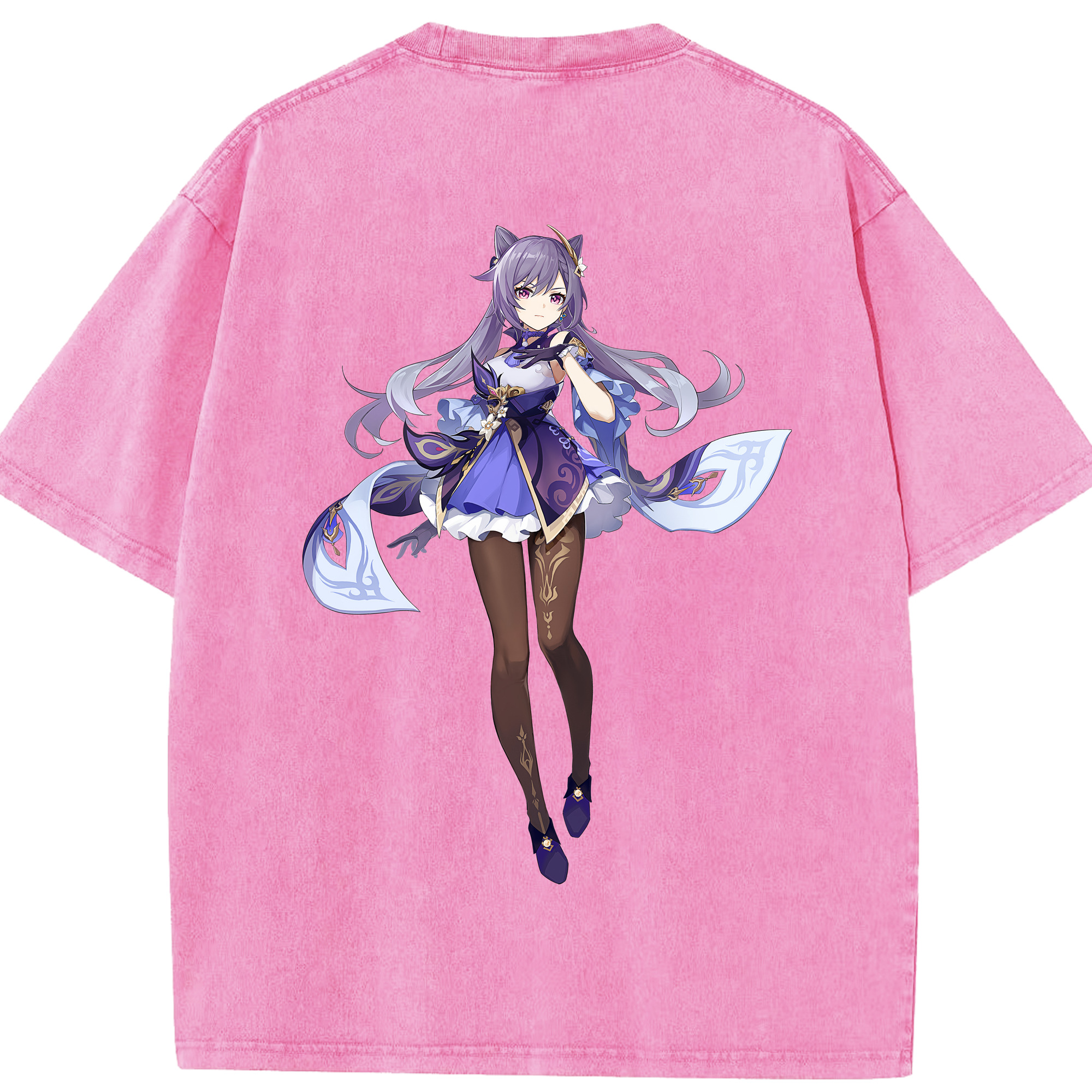 げんし神 刻晴 こくせい genshin Kokusei 綿100% ヴィンテージ風 半袖Tシャツ（背面プリント）